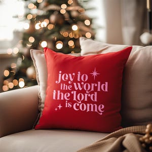 Navidad SVG "Alegría para el mundo, el Señor ha venido" – Elegante diseño cristiano para almohadas, camisetas y decoración navideña