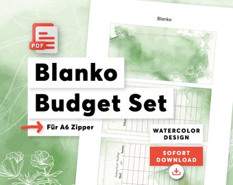 Budget Planner A6 — Blank | Digital Download — PDF | For Budget Binder A6 — A6 Zipper | Green