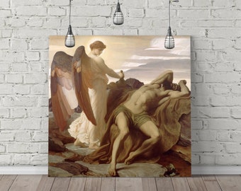 CanvasMonkey- Frederic Leighton, Elijah In Wilderness -Stunning Framed square canvas print bespoke unique artwork picture gallery wrapped