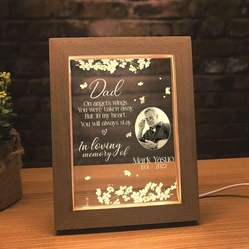 Personalized Photo In Loving Memory Frame Lamp Frame Lamp,  Memorial Gift For Loss Of Father/ Mother/ Grandma/ Grandpa
