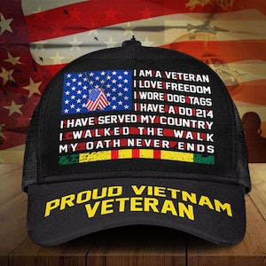 Proud Vietnam Veteran I Am A Veteran I Love Freedom Cap, Proud Veteran Hat, US Military Cap Gift For Dad, Gift For Grandpa, Veterans Gifts