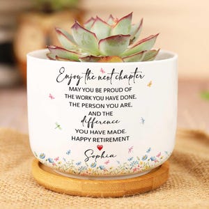 Custom Happy Retirement Plant Pot, Personalized Retirement Flower Vase, Appreciation Gift, Thank You Gift, Gift For Coworker, Retired Gift