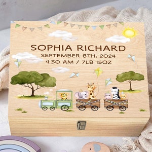 Caja de madera con forma de animal para recuerdo de bebé, regalo de Navidad, caja de madera con forma de animal para bebé, niño y niña
