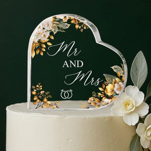 新郎新婦のケーキトッパー、ミスター＆ミセスハートアクリルウェディングケーキトッパー、結婚式のギフト、記念日のギフト、記念日のケーキトッパー