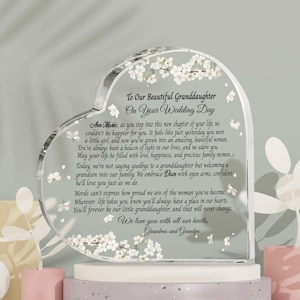 To My Granddaughter On Her Wedding Day, Custom Bride Gift From Grandparents, Gift For Granddaughter, Bride Gifts Heart Acrylic Plaque