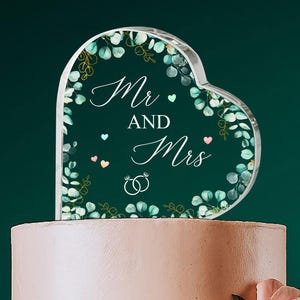 新郎新婦のケーキトッパー、ミスター＆ミセスハートアクリルウェディングケーキトッパー、結婚式のギフト、記念日のギフト、記念日のケーキトッパー
