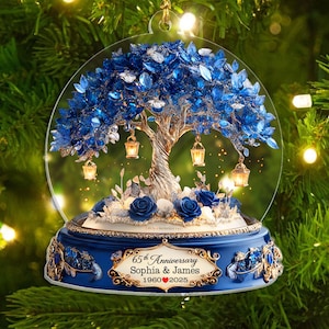 Custom 65th Wedding Anniversary 2D Flat Acrylic Ornament, 65th Wedding Keepsake, 65th Sapphire Anniversary Gift, 65th Blue Sapphire Wedding