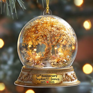 Benutzerdefinierte Name 50. Hochzeitstag 2D Flach Acryl Ornament, 50. Hochzeitstag Geschenk, Goldhochzeitstag Geschenk, Weihnachtsgeschenk