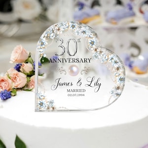 Personalized 30th Wedding Anniversary Cake Topper, Pearl Anniversary Gifts, Anniversary Gifts For Parents, 20th, 25th, 30th Anniversary