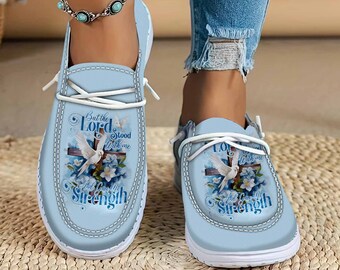 Lord Stood With Me Women’s Dude Shoes, Jesus And Cross Butterfly Shoes, Christian Gifts, Religious Gift, Shoes Gift For Her