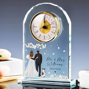 Personalized Wedding Acrylic Desk Table Clock For Couples, Custom Mr & Mrs Wedding Clock Gift, New Family Name Clock, 1st Anniversary Gift