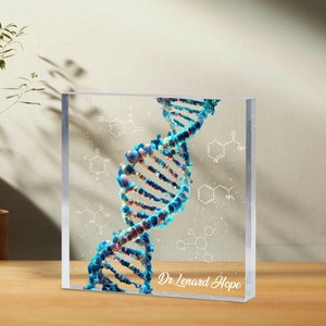 Personalized DNA Custom Shape Acrylic Blocks, Biology Science Gift For Doctor Physician, Microbiology, Biomedical, Pre-med, Chemistry Gift