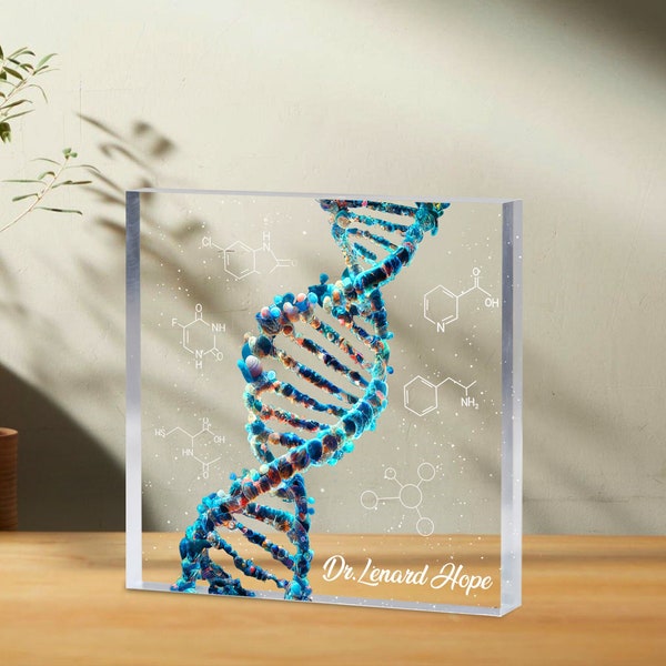 Personalized DNA Custom Shape Acrylic Blocks, Biology Science Gift For Doctor Physician, Microbiology, Biomedical, Pre-med, Chemistry Gift