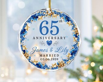 White Cotton Cards Glückwunschkarte Zum 65. Hochzeitstag – Handgefertigt Mit Blauem Saphir & Glitzer