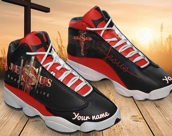 Personalized Name Jesus Saved my life Shoes, Christian Gifts, God Sneakers, God Running Shoes, Religion Sporty Sneakers, Shoes Gift