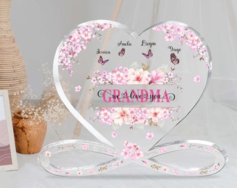 Personalized Gifts For Grandma Heart Acrylic Plaque, Mother's Day Gifts From Grandkids , Grandma Birthday Gifts, Christmas Gift For Grandma