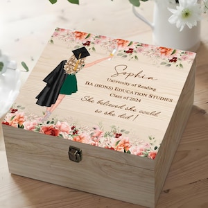 Personalized Graduation Memory Keepsake Box, Custom Graduation Gift, Graduation Card Holder Box, 2024 Graduation, Class of 2024