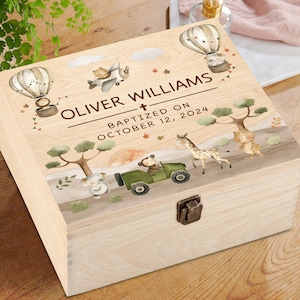 Caja de madera personalizada para recuerdos de bautismo, primera comunión, regalo de bautizo, regalo religioso para ahijado, nieto, padrinos, regalo de bautismo