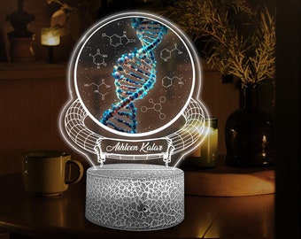 Personalisierte DNA-Wissenschaft 3D Lampe, Biologie Wissenschaft Geschenk Dekor für Krankenschwester Doktor Arzt, Mikrobiologie, Biomedizin, Pre-Med, Chemie Geschenke
