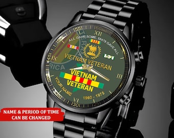 Personalized All Gave Some 58479 Gave All Vietnam Veteran Watch, Proud Veteran Watch, Military Veteran Watch, Dad Gift, Military Style Watch