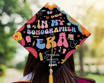 Personalized In my Sonographer Era Graduation Cap Topper, Sonographer Grad Cap Topper, Custom Nursing Grad Cap Topper, Radiology Cap Topper