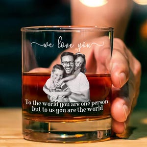 Custom Photo Dad And Kids Whiskey Glass, Personalized Fathers Day Gift From Son Daughter, New Dad Gift, Birthday Gift For Dad, Grandpa, Papa