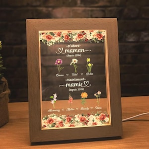 Custom Name D'abord Maman Maintenant Mamie Frame Lamp, Le cadeau de mère, Le cadeau de maman, Fête des mères, Gift for Mom Grandma