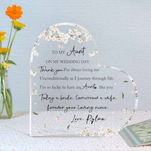 Personalized Auntie Of The Bride Acrylic Plaque, Custom Gift For Aunt Of The Bride, Wedding Gift For Aunt From Bride, Aunt Thank You Gift