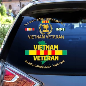 パーソナライズされた58479のベトナム退役軍人ステッカーカー、誇り高き退役軍人カーウィンドウデカール、ミリタリーカーアクセサリー、車の装飾