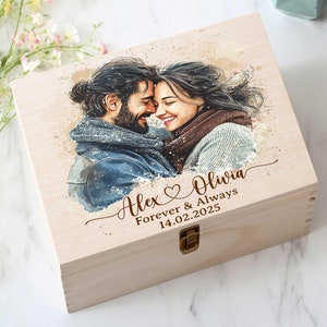 Personalized Couple Memory Keepsake Box, Custom Couple Wedding Gift, Wooden Keepsake Box With Couple Name, Gift For Couple, Anniversary Gift