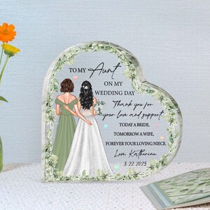 Personalized Auntie Of The Bride Acrylic Plaque, Custom Gift For Aunt Of The Bride, Wedding Gift For Aunt From Bride, Aunt Thank You Gift