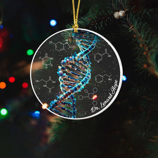 Custom DNA Science Acrylic Ornament, Biology Science Gift For Chemical Engineer, Microbiology, Biomedical, Pre-med, Chemistry Gifts