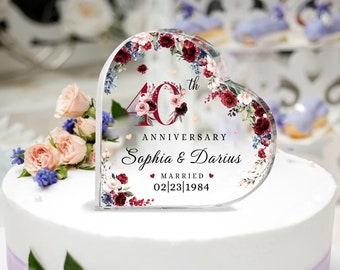Personalized 40th Wedding Anniversary Cake Topper, Ruby Anniversary Gifts, Anniversary Gifts For Parents, 20th, 25th, 30th Anniversary