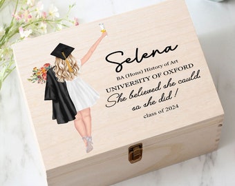 Personalized Graduation Memory Keepsake Box, Custom Graduation Gift, Graduation Card Holder Box, 2024 Graduation, Class of 2024