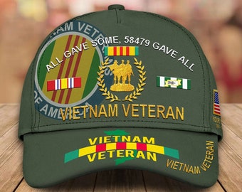 Personalisierter Name Alle Gave Einige 58479 Gave All Vietnam veteran mütze, veteran hut, komplett bedruckte mütze geschenk für papa, opa, veteranen geschenke