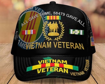 All Gave Some 58479 Gave All Vietnam Veteran Trucker Cap, Veteran Mesh Cap, Hat 3D All Over Printed Cap Gift For Dad, Grandpa, Veterans Gift