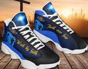 Faith Over Fear Jesus Shoes, Christian Gifts, God Sneakers, God Running Shoes, Religion Sporty Sneakers, Gifts For Dad, Husband, Shoes Gift