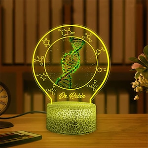 Personalized DNA Science 3D Lamp, Biology Science Gift Decor For Nurse Doctor Physician, Microbiology, Biomedical, Pre-med, Chemistry Gifts