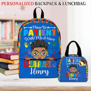Sac à dos personnalisé autisme pour garçons, sac de sensibilisation à l'autisme pour enfants, sac à dos neurodivers pour fille et fils autistes, cadeau de rentrée