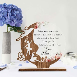 Cadeaux personnalisés pour professeur de ballerine, plaque en bois et acrylique pour professeur de ballet, cadeaux de remerciement, cadeaux pour professeur de danse CWAP
