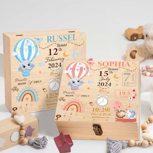 Caja de madera con forma de animal para recuerdo de bebé, regalo de Navidad, caja de madera con forma de animal para bebé, niño y niña