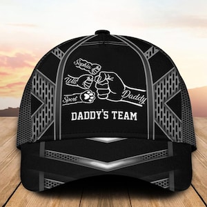 Personalized Dad With Kids Names Cap, Gift For Father, Grandfather, Father&#39;s Day Gift Ideas, Custom Gift For Grandpa, Fist Bump Dad Kids Cap