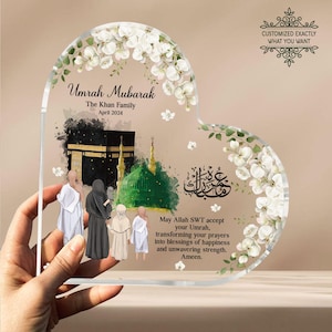Personalised Umrah Mubarak Heart Acrylic Plaque, Hajj Mubarak Gift, Umrah Mubarak Gift For Her, Umrah Kaaba, Ramadan Mubarak, Eid Mubarak