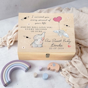 Caja de madera personalizada para recuerdos de la pérdida de un bebé, recuerdo de un aborto espontáneo, regalo de duelo de un bebé ángel, bebé ángel, pérdida de un bebé, en memoria de un niño