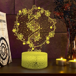 Personalized DNA Science 3D Lamp, Biology Science Gift Decor For Nurse Doctor Physician, Microbiology, Biomedical, Pre-med, Chemistry Gifts