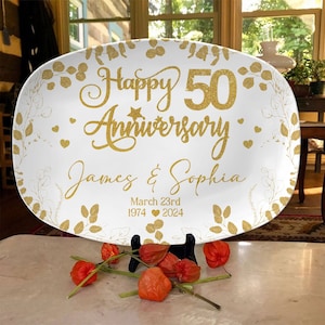 Personalized 50th Anniversary Gift For Parents, Golden Wedding Plate, 50 Year Anniversary Platter, 50th Anniversary Gift For Husband Wife