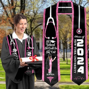 Personalized Nursing Graduation Stoles, Nursing Sash Graduation, Class Of 2024, Custom Name And School Stole, RN Nursing 2024 Graduation
