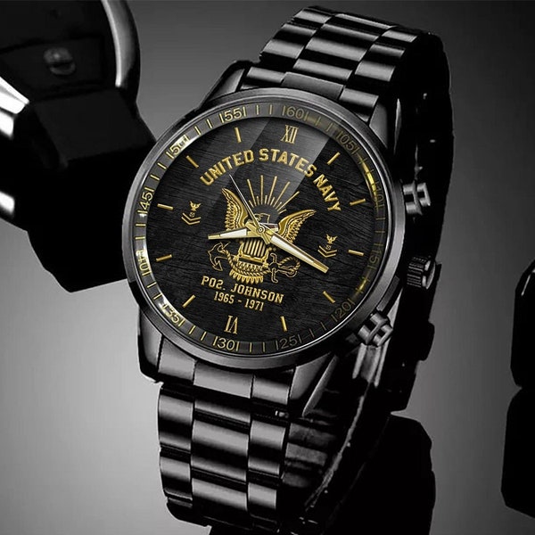 Personalized US Navy Veteran Watch, Watches For Soldiers, Navy Watch, Proud Veteran Watch, Military Veteran Watch, Father's Day Gift For Man