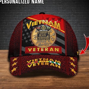 Personalized Name All Gave Some 58479 Gave All Vietnam Veteran Cap, Proud Veteran Hat, US Military Cap Gift For Dad, Grandpa, Veterans Gifts