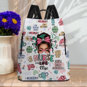 Personalized Nursing School Backpack, Student Nurse Bookbag, Nurse Graduation Gift, Work Backpack, Laptop Bag, Medical Backpack For Adults